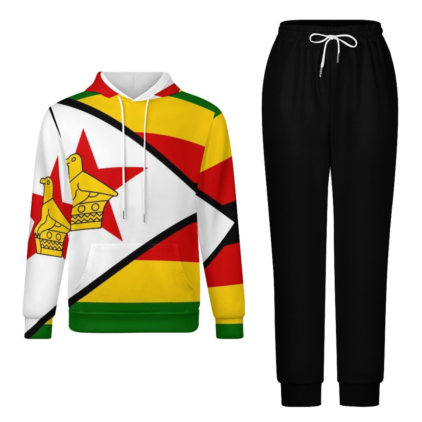 Tuta Da Uomo E Da Donna Set Completo Da 2 Pezzi Tuta Da Ginnastica Novità Stampa Bandiera Dello Zimbabwe Felpa Con Cappuccio A Maniche Lunghe Jogger Pantaloni Della Tuta Set Completo Da Salotto