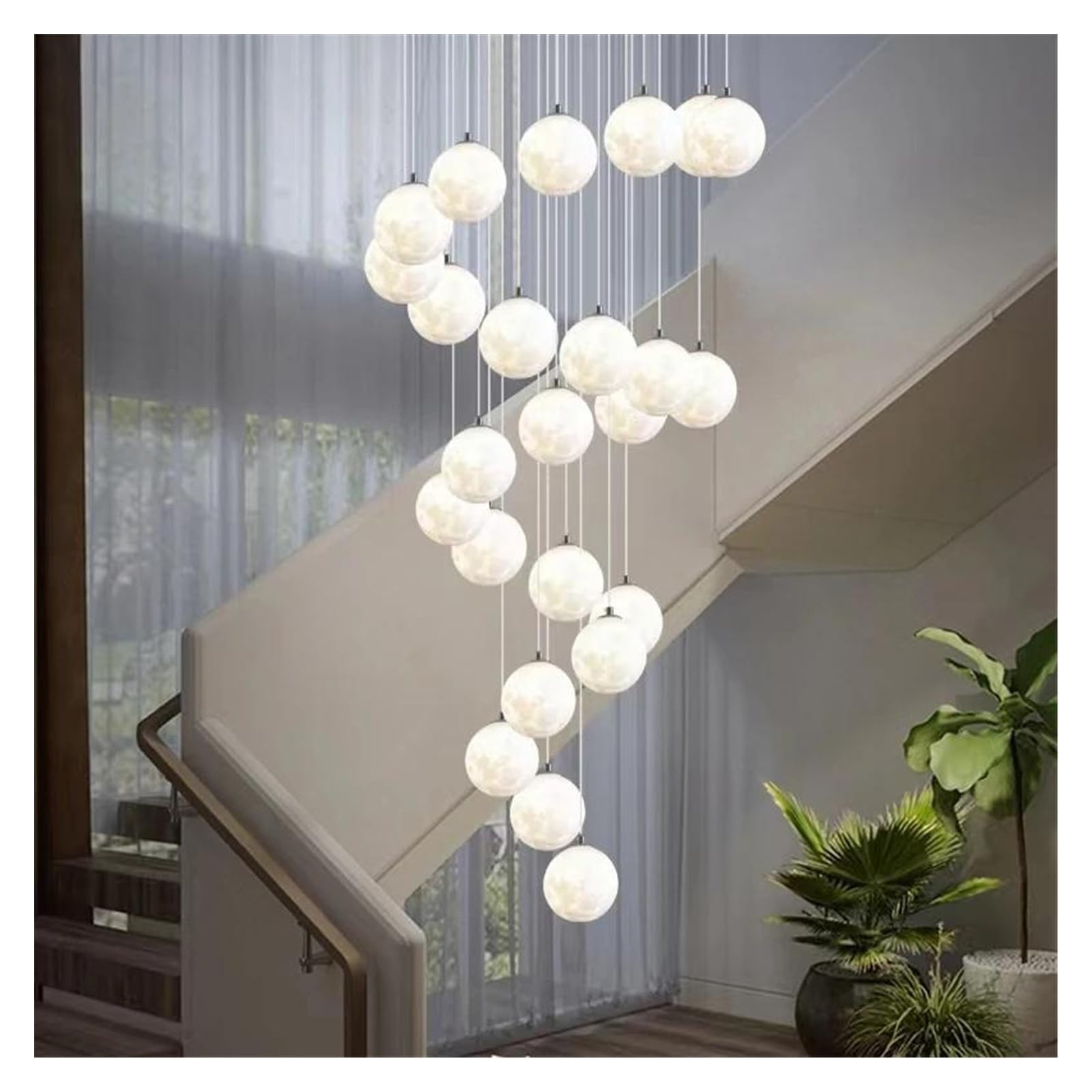 ASerZenith Creative Long Pendant Lamps Villa Modern Minimalist Duplex Revolving Staircase Chandeliers Living Room Hanging Light For Ceiling,Hanging Light,24 Heads White