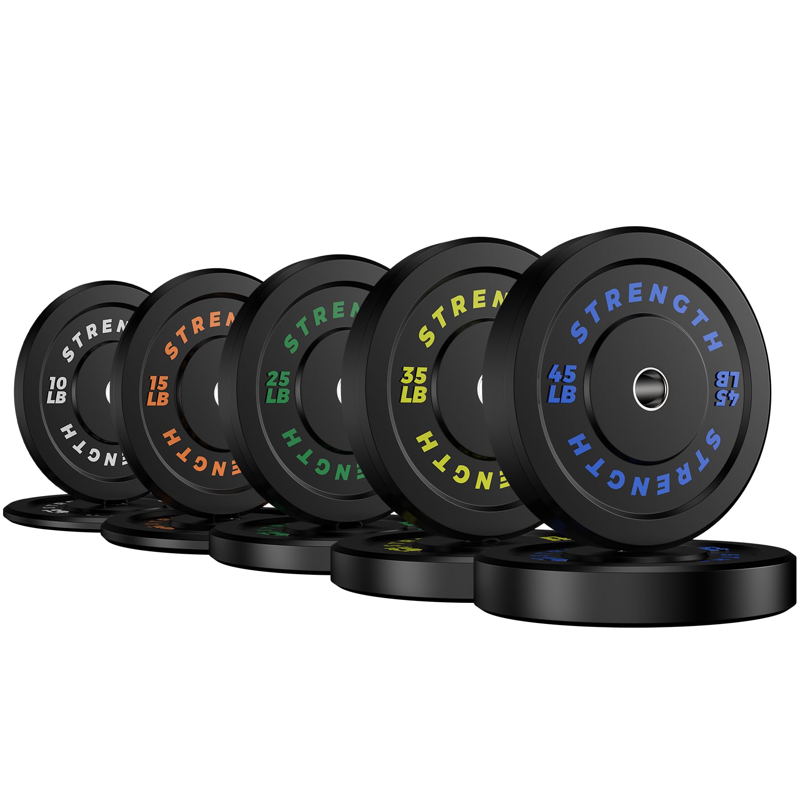 Olympic Rubber Bumper Weight Set - 2 Inch Barbell Plates for Home Gym Strength Training