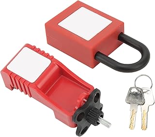 Breaker Lockout Blocker Kit Power Isolation Circuit Breaker Lockout Device, Lock Circuit Breaker Lockout Alloy Serrated Nylon Padlock 25mm Lockhole Lockout Tagout Device