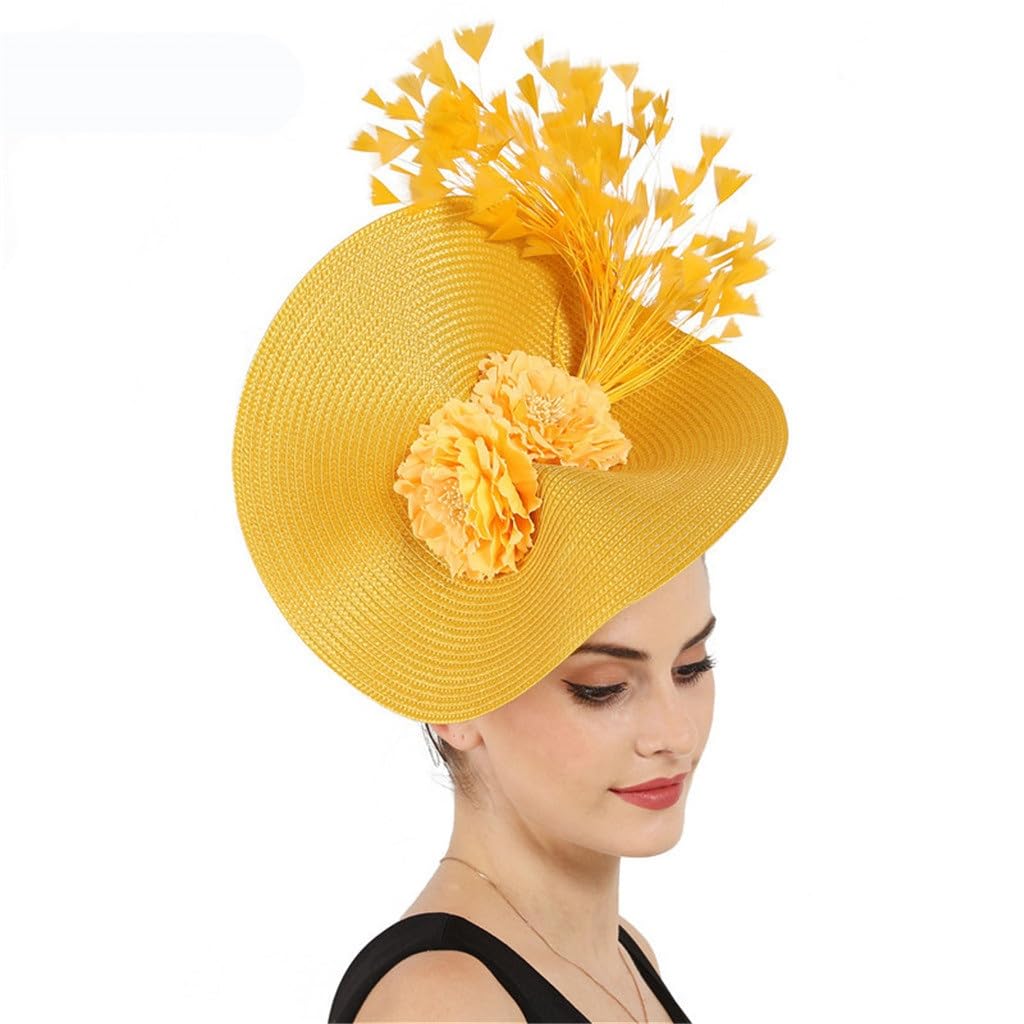 Amazon.com: YMGSCC Yellow Big Fedora Hats Women Yellow Derby