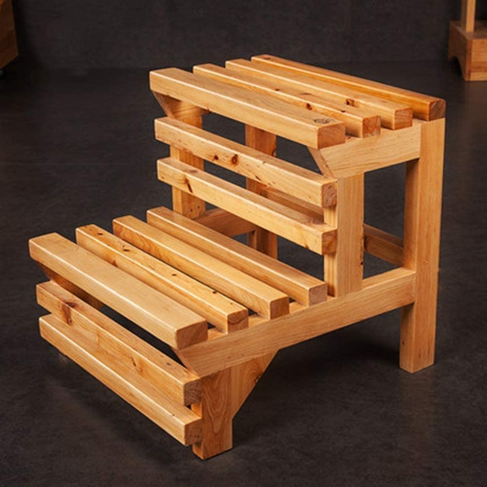 Escalera de Mano, Banco de Estante de Madera Maciza, Taburete de bañera Antideslizante, Banco de pie, Taburete multifunción para Interiores y Exteriores J0T0D1
