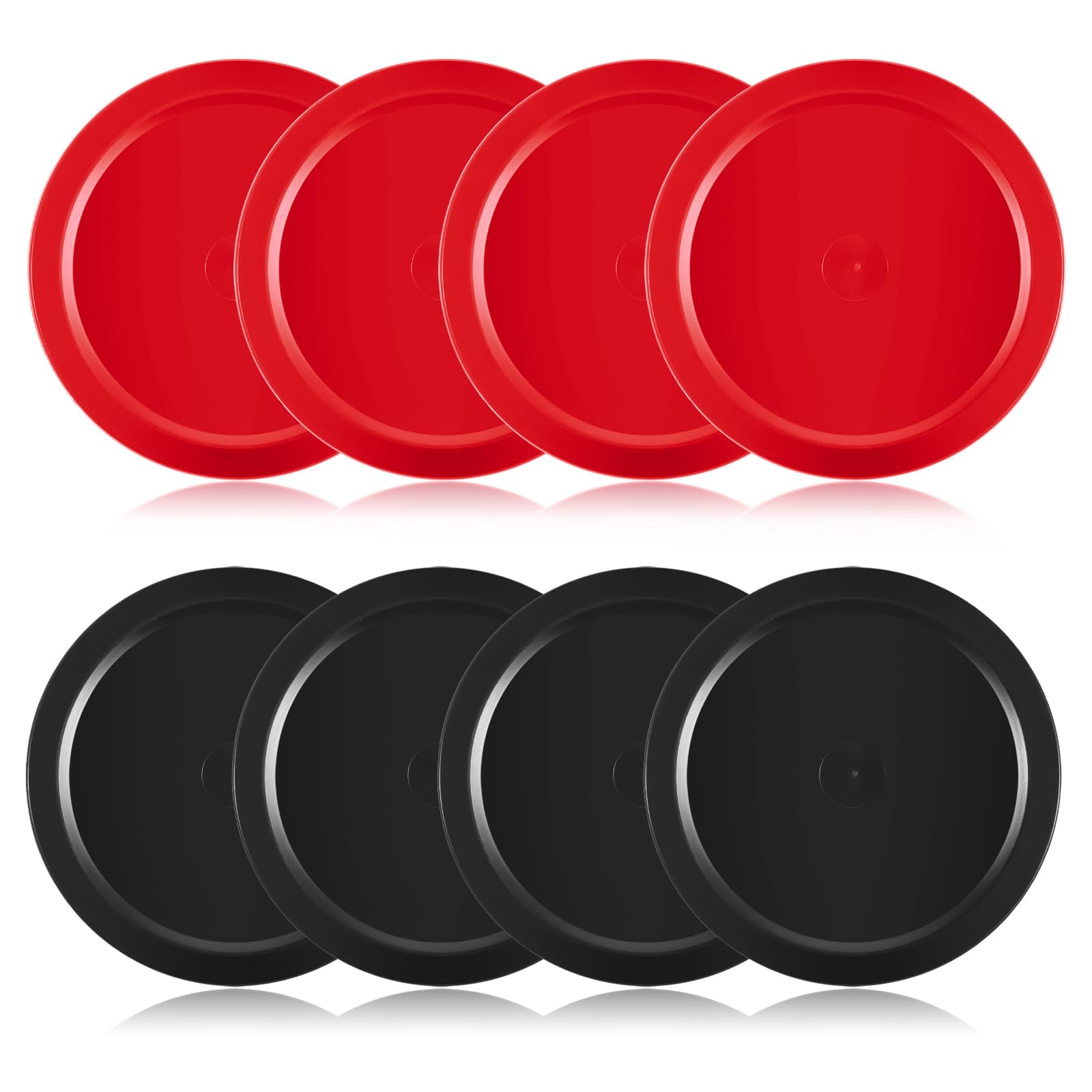 8 PCS Durable 2.5 in Air Hockey Pucks, Replacement Red and Black Air Hockey Puck for Game Tables Accessories, Compatible with Standard Pushers and Goals