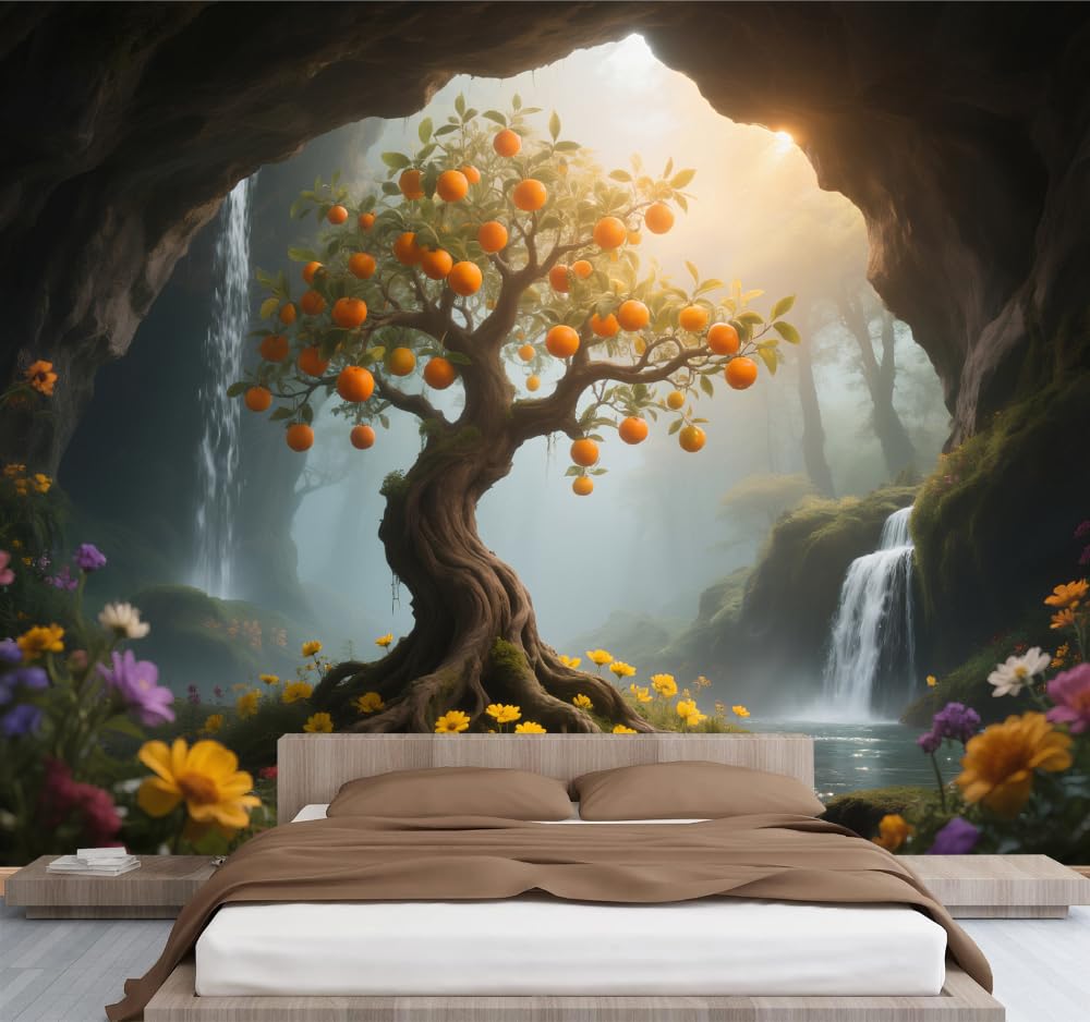 Mural de pared para dormitorio Árbol Flor Bosque Vinilos de pared impermeables autoadhesivos grandes Paisaje Natural Póster para sala de estar habitación infantil fondo de TV 200x140cm
