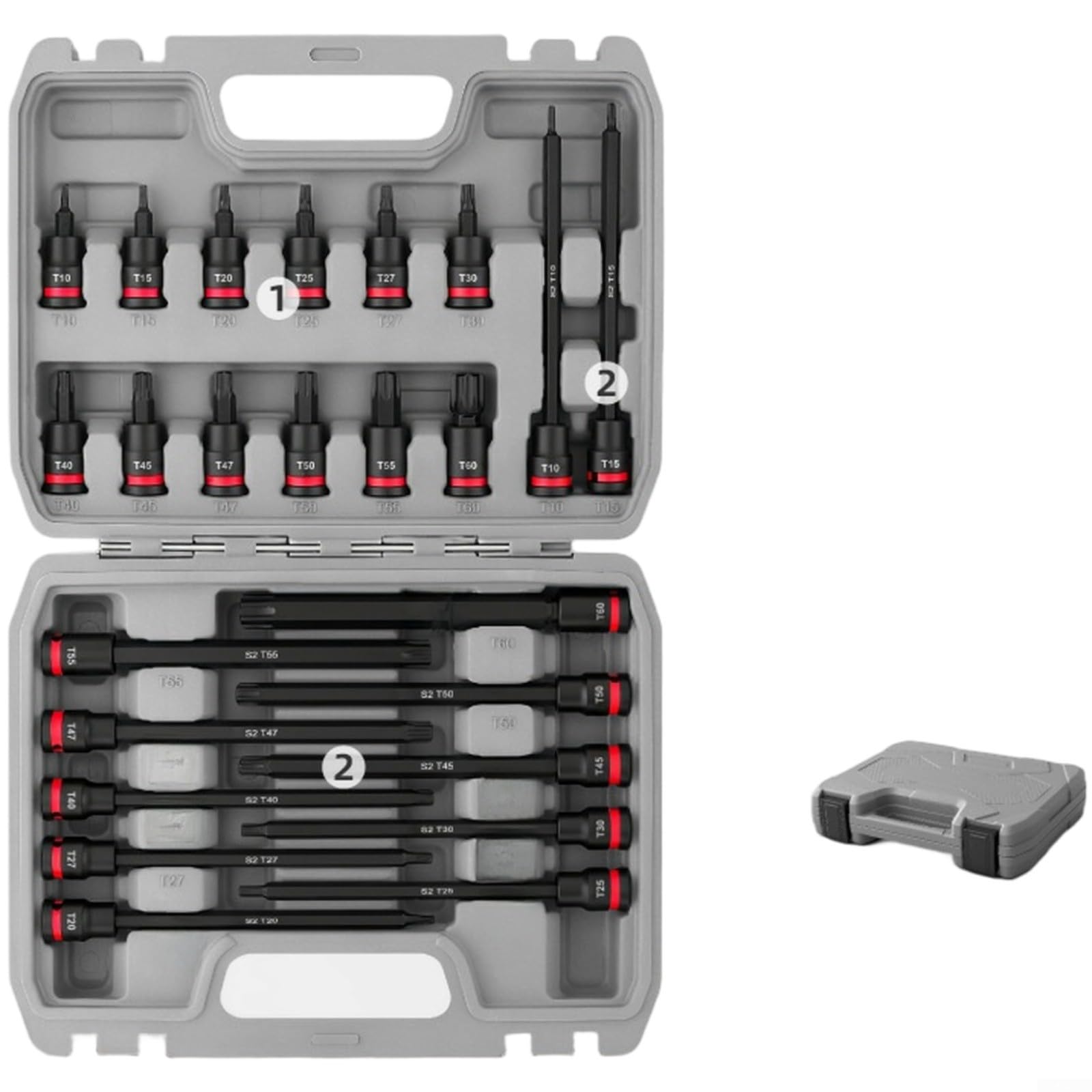 Kit di cacciaviti a bussola a gambo lungo, 3/8 unità in acciaio al cromo vanadio, strumenti di misurazione doppi per manutenzione meccanica, 20 pezzi (set da 24 pezzi)