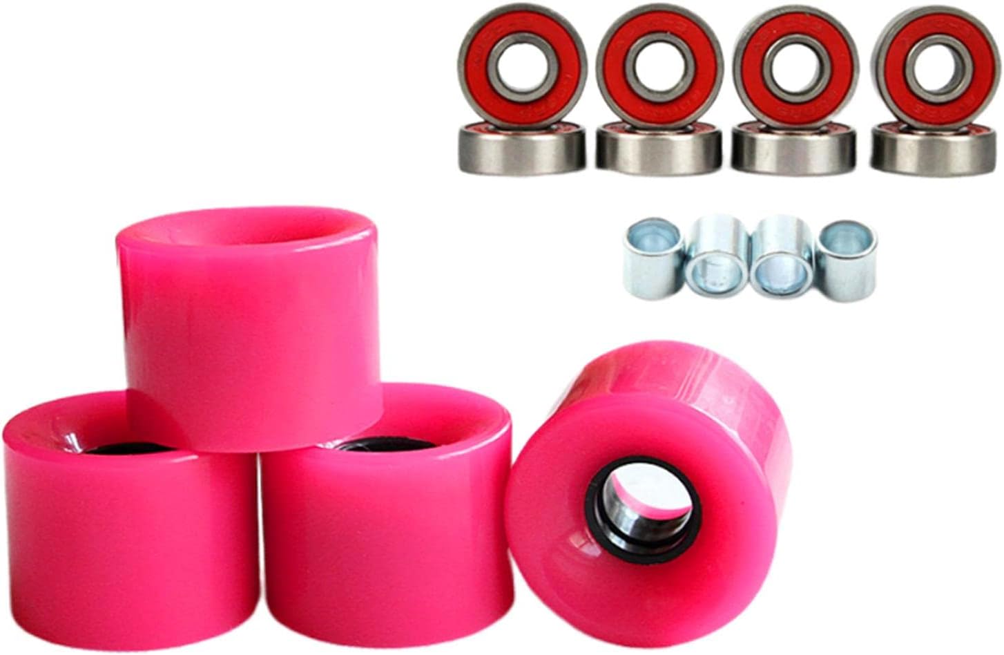 High Elasticity Roller Skate Wheels 78A 60mm PU for Outdoor Skating - Grip and Speed - for Road Skate and Roller Derby Enthusiasts - Rose Red
