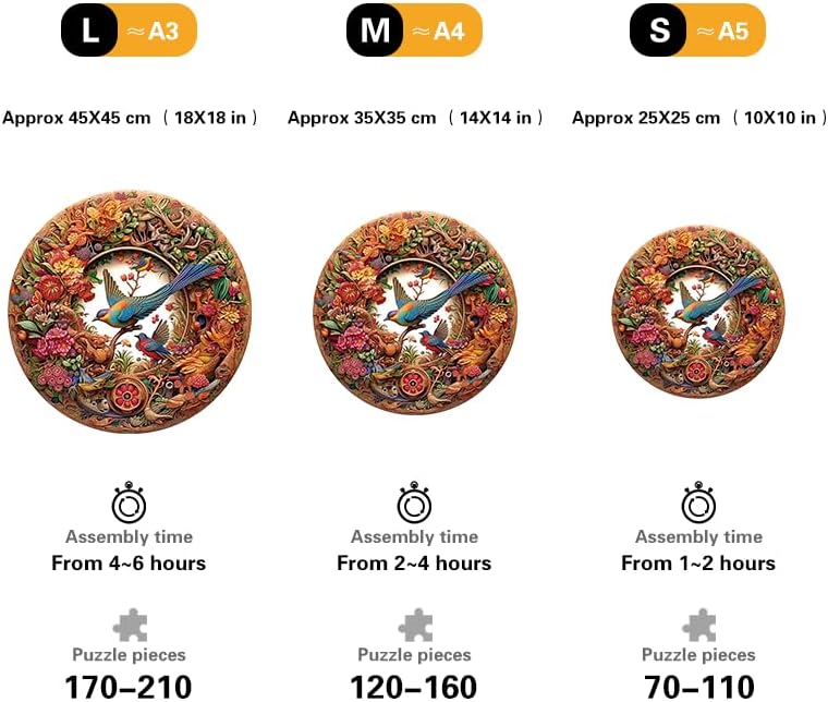 Miniatura 5 de Rompecabezas de madera para adultos y niños, mariposa intergalaxia, rey león, loro Yin Yang, encantador pavo real, pájaro y flor únicas (pequeño,