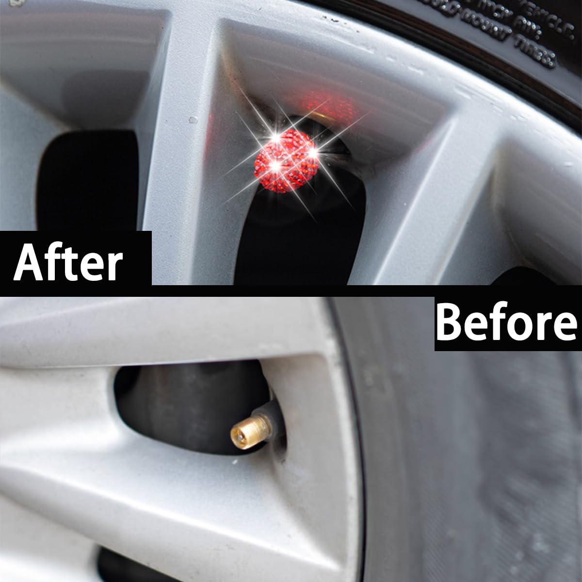 Bling Car Tire Valve Stem Caps 4PCS Crystal Rhinestone Auto Tire Valves Protective Cover Dustproof Vehicle Wheel Air — view 4