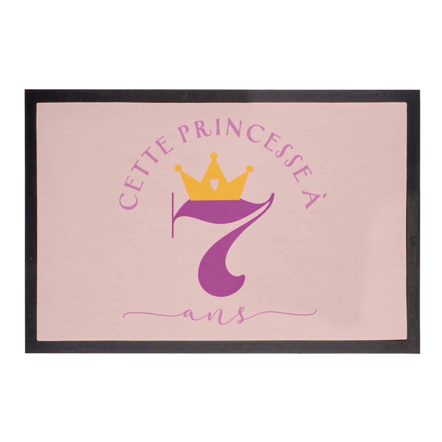 Paillasson rose surprise anniversaire 7 ans cadeau princesse tapis de porte