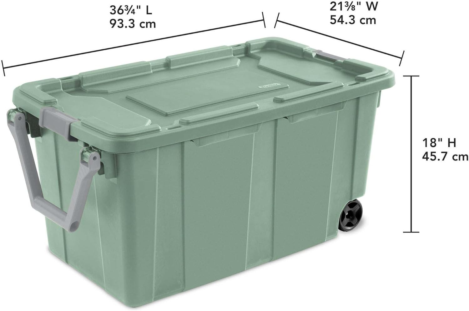 Extra Large Storage Bin, 40 Gallon Wheeled Plastic Storage Container with Handle, Green, Pack of 2