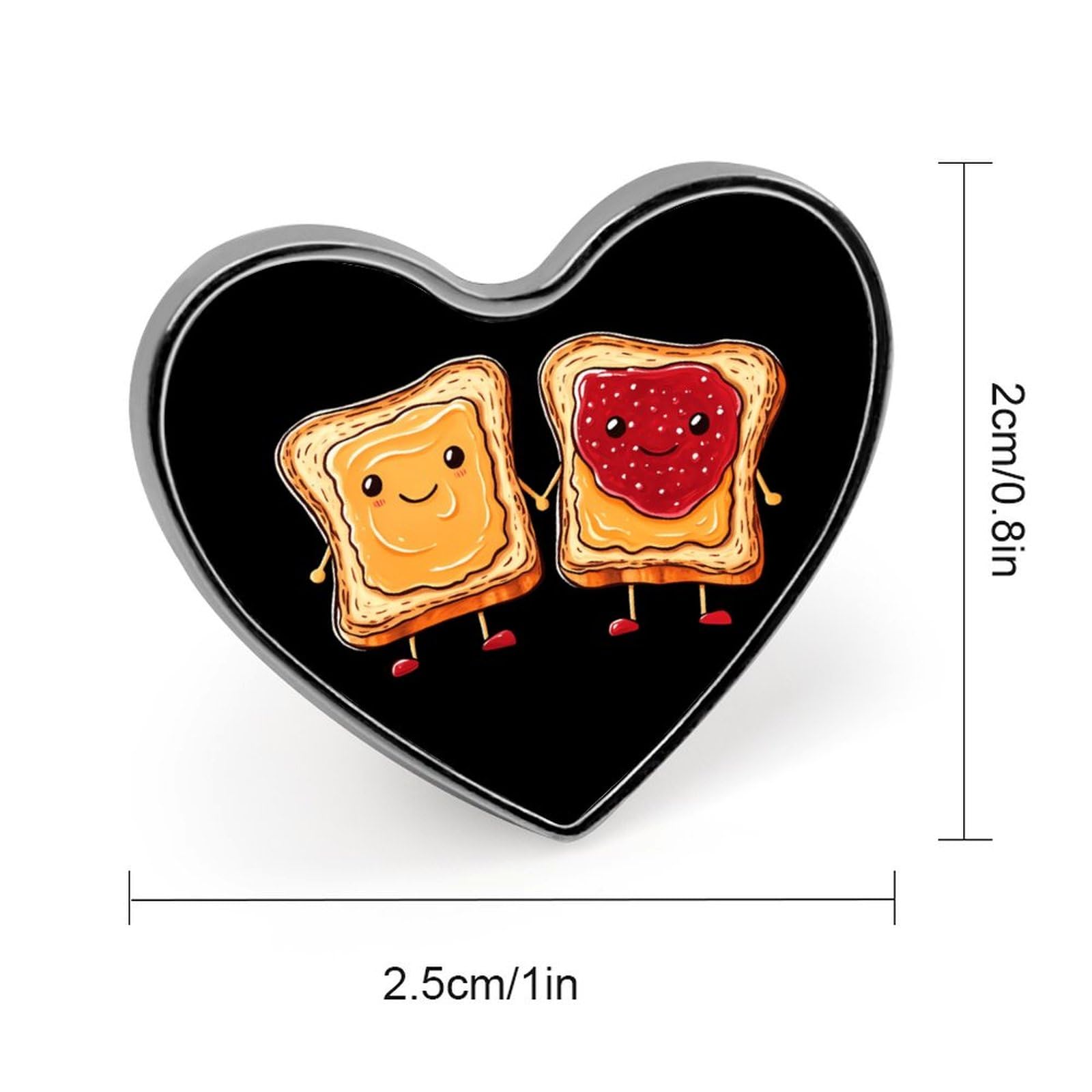 Spread Peanut Butter & Jelly Heart Lapel Tie Pins Funny Brooch Pin Button Badge Hat Clothes Accessories for Men Women
