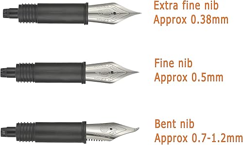 Miniatura 4 de Juego de 3 plumas estilográficas Hongdian plateadas (finas, extrafinas y dobladas) para Black Forest 1850, 1851, M2,1843, 6013, 517D, 517S, 525, H1,