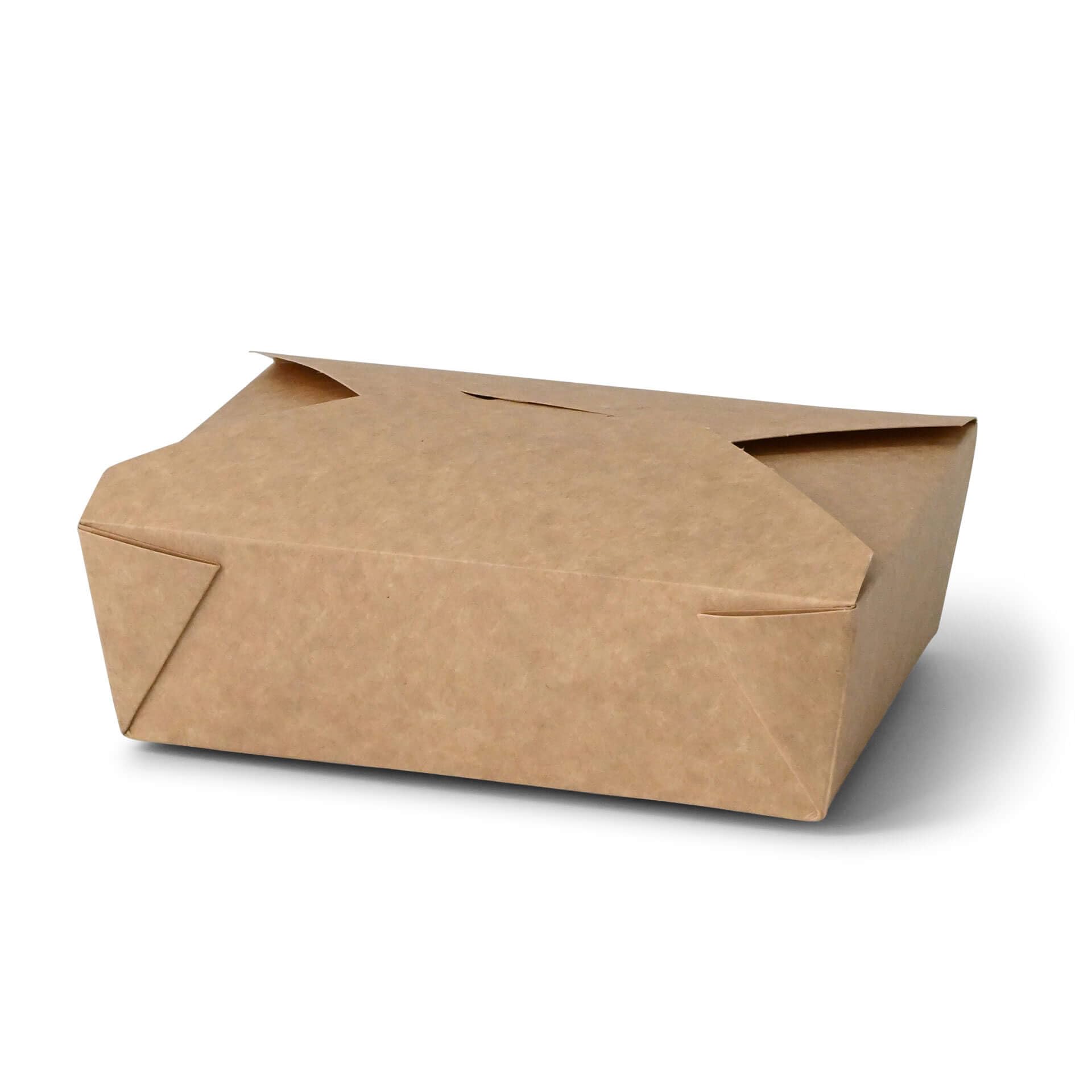 BIOZOYG Caja Alimentos Take Away I Bio Caja Alimentos con tapa plegable 1500 ml I caja rectangular cartón I caja de cartón Kraft compostables marrón I 180 Piezas Caja desechable To Go