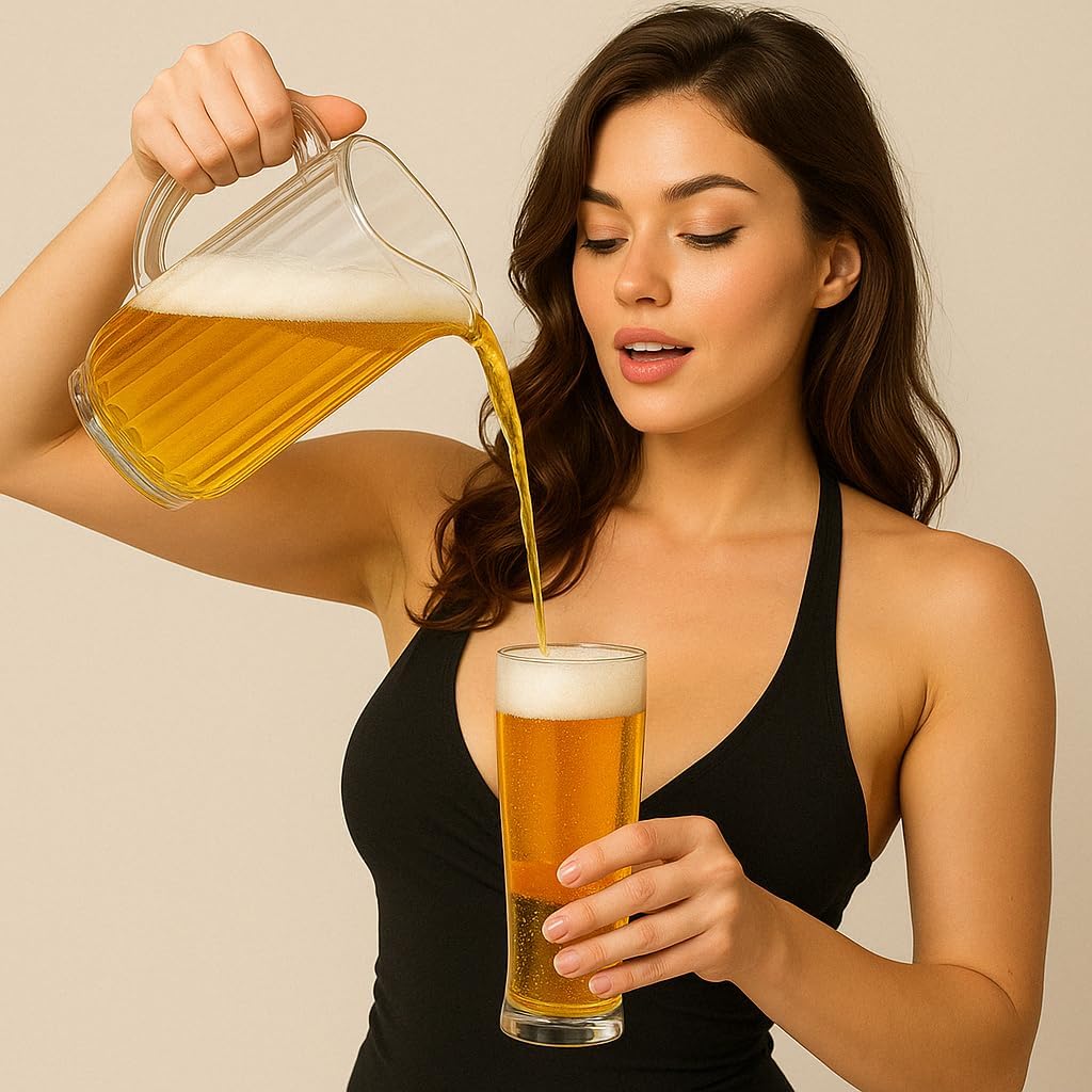 2-Pack Unbreakable Plastic Beer Pitcher, 60 oz, Restaurant-Grade Polycarbonate, Clear Beverage Dispenser with Pour Spout, Dishwasher-Safe, Ideal for Beer, Sangria, Lemonade Iced Tea Outdoor or Indoor