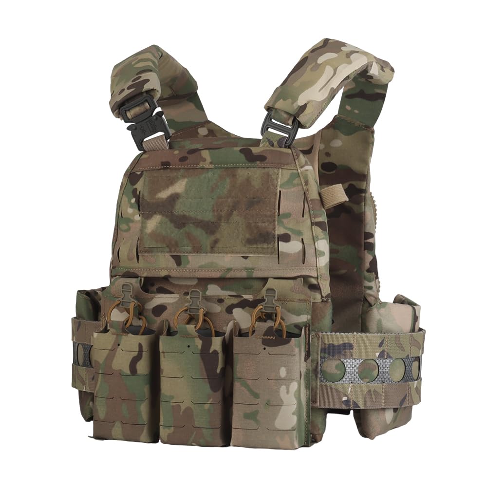 Peminkoo Gilet Tactique V5 FC.PC Gilet Tactique Systèmes Molle Triple Pochette pour Chargeur