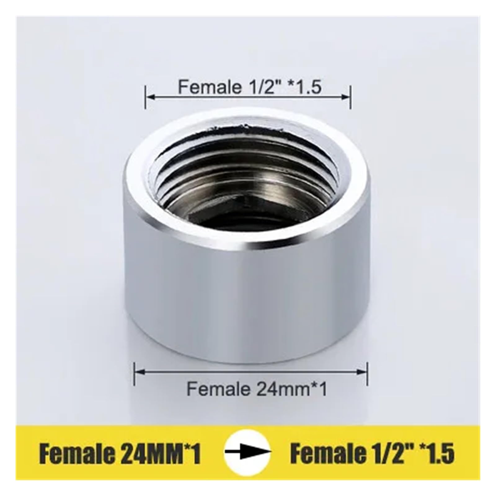 VNJUGF F24 Trasferimento a 16 18 19 20 22 24 1/2'' Femmina x Femmina Adattatore for rubinetto a vite Aeratore for cucina e bagno Connettore a nastro in ottone wanglan(F24 X 1I2 INCH)