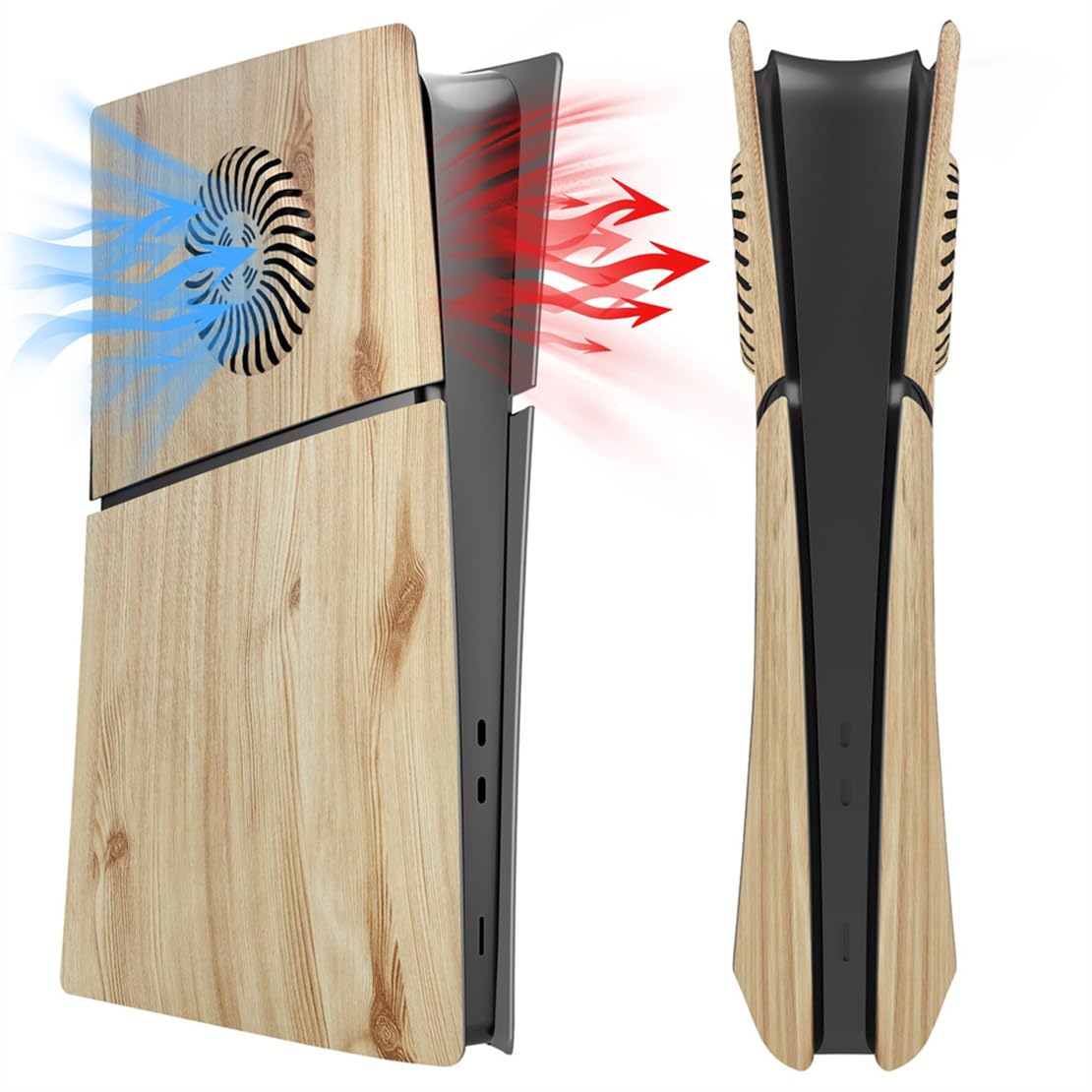 Coque de protection de rechange pour console PS5 Slim (version numérique couleur bois)