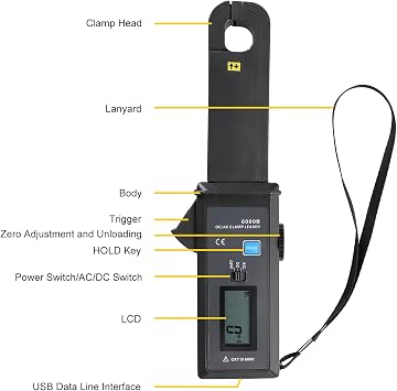 Leakage Current Tester, AC DC Leakage Current Clamp Meter, ETCR6000B Clamp Leaker Tester 0mA-60.0A Non Contact Car Clamp Leaker for Detecting Electrical Leaks in Various Applications