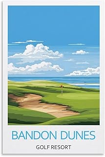 Landscape Wall Art Canvas Prints BANDON DUNES-GOLF RESORT Vintage Travel Poster Living Room. Bedroom Decor Waterproof Canvas Art 24x36inch(60x90cm).
