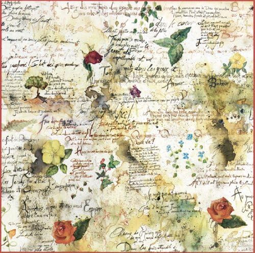Paper Moon - Italian Made Decoupage Rice Paper Napkinx 1 sheet 50cm x 50cm - Flowers & Poems