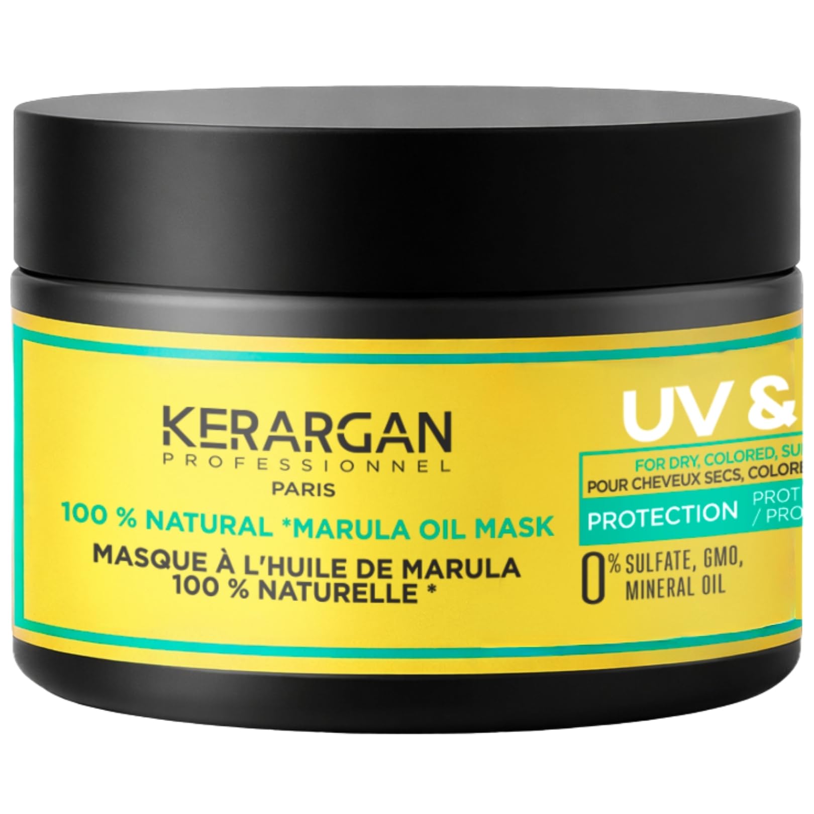Kerargan UV & Colour Protection Hair Mask with Marula Oil for Dry and Coloured Hair - Moisturises, Revitalises and Protects - No Sulphates, GMOs, Mineral Oils - 250 ml