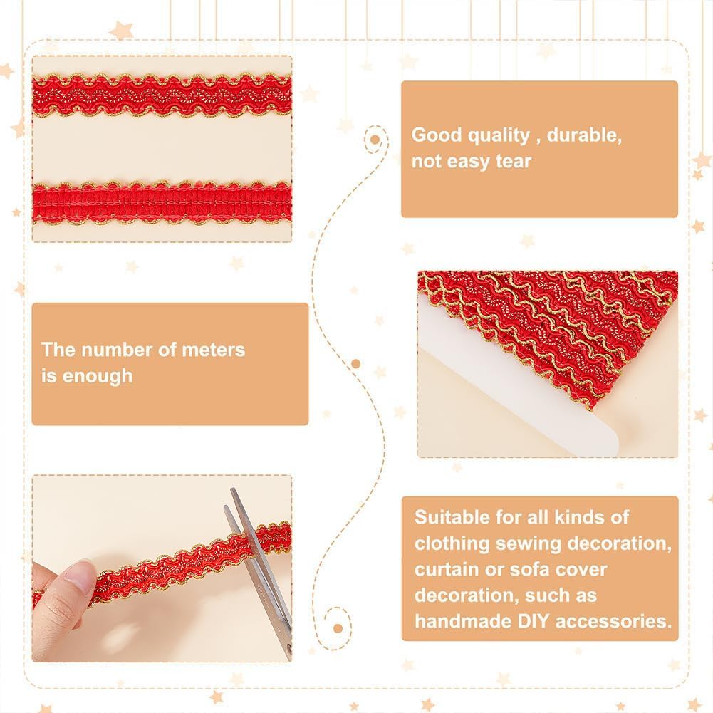 Galon Tressé Polycoton Noir Beige Fil Or | 10m X 15mm | Déco Couture DIY Vintage