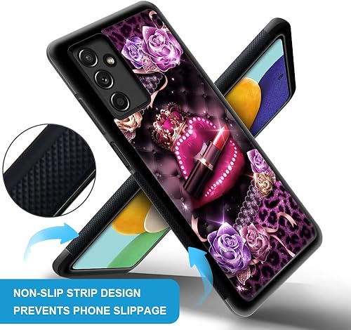 Miniatura 7 de ZHEGAILIAN Funda compatible con Samsung Galaxy A14 5G, funda para niñas con diseño de mariposas y rosas moradas estrelladas, absorción de golpes,