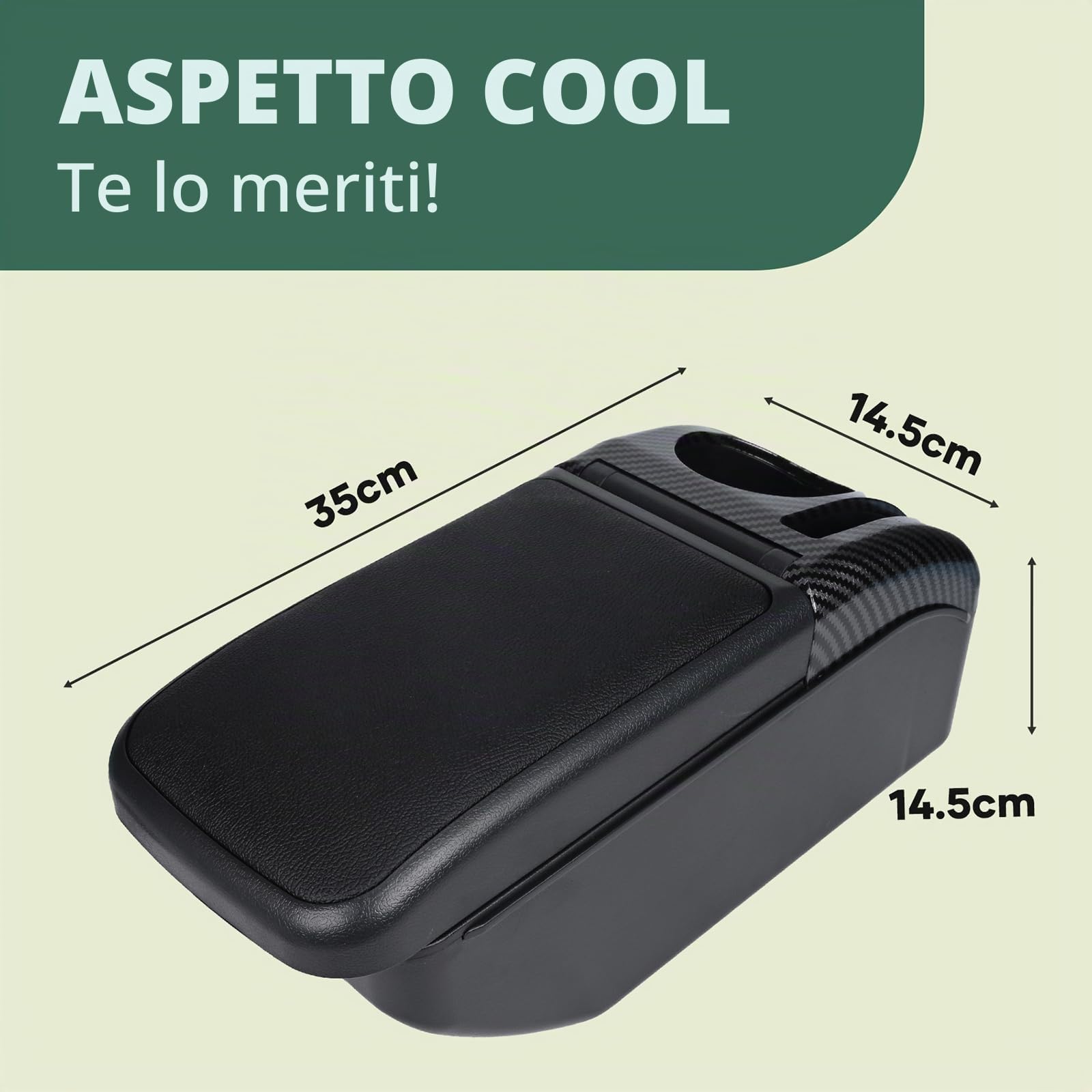 ZENVI Compatible with Ford Fiesta Braccioli 2008-2016 | Stile Nero,Braccioli,Console Centrale Organizer Immagazzinaggio Scatola,Utilizzabile Per Autisti Supporto Gomito