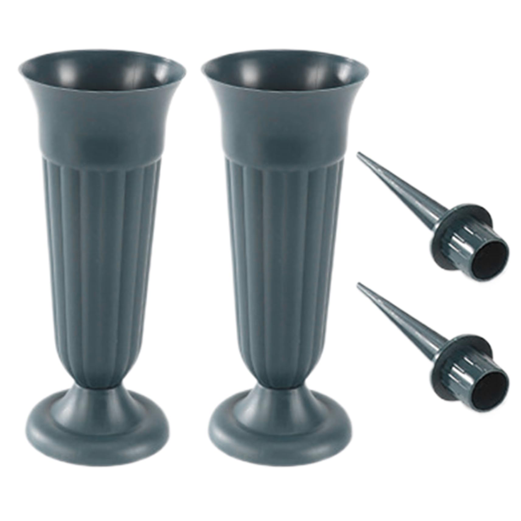 2PCS Grave Flower Pots, Plastic Grave Vases with Spike and Base, Detachable Flower Holders, Memorial Vases for Graves Outdoor