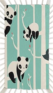 Cute Tree Panda Crib Sheets for Boys, Girls Machine Washable Soft Cozy Microfiber Fitted Crib Sheet for Standard Crib and Toddler Mattresses Boys Girls 28x52 Inch