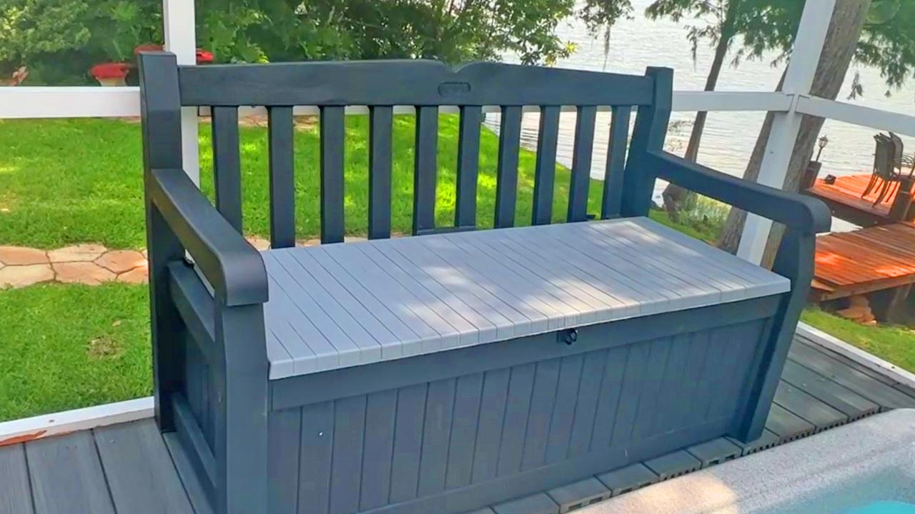 Watch Keter Solana 70 Gallon Storage Bench Deck Box on Amazon Live