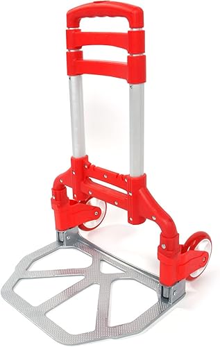 Trlec Carrito de aluminio portátil plegable de mano para camión de empuje, equipaje plegable de 165 libras (165.3lbs), color rojo.
