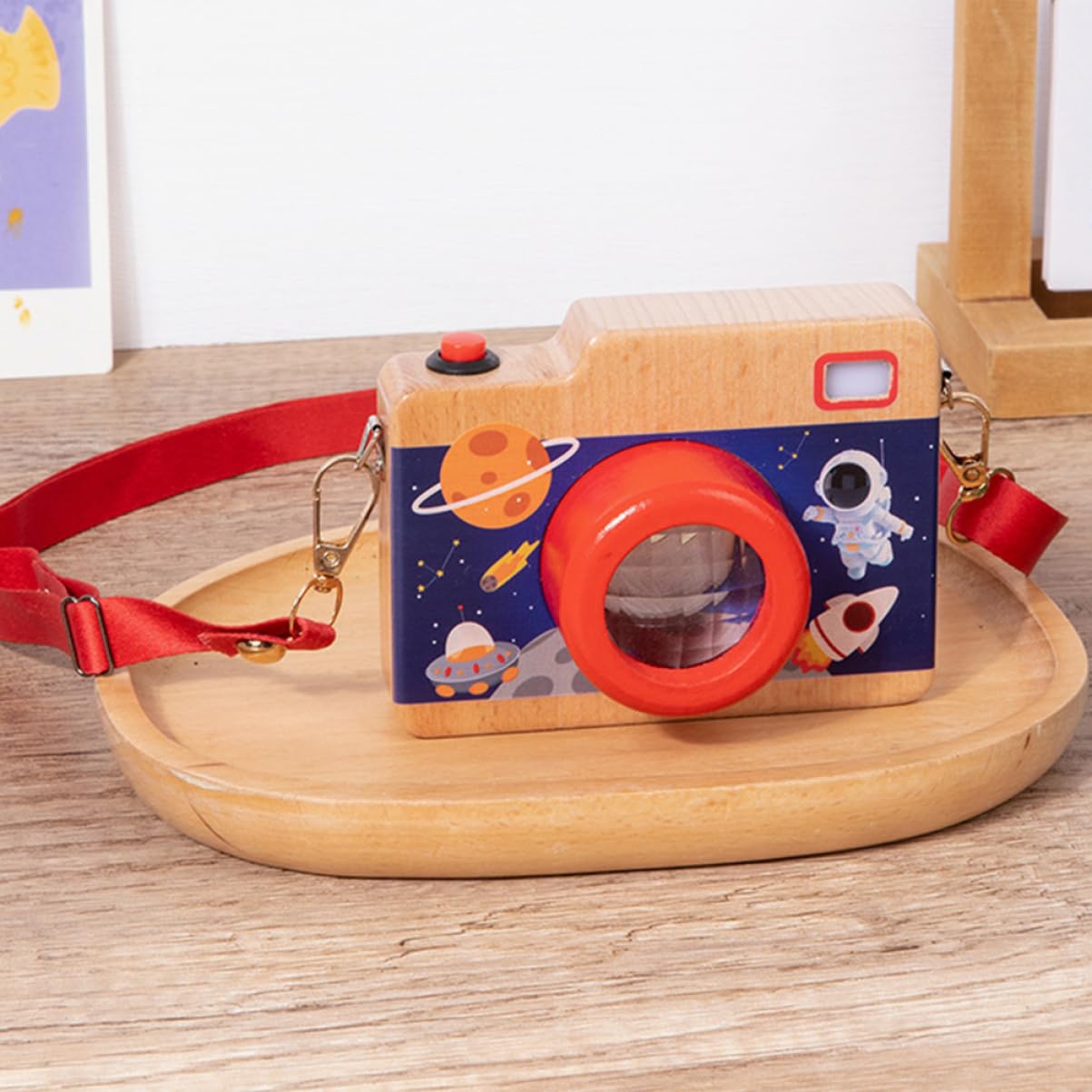 Hemoton Compact Kids Camera Toy Educational Kaleidoscope Wooden Decorative Toy Ideal for Children's Birthday