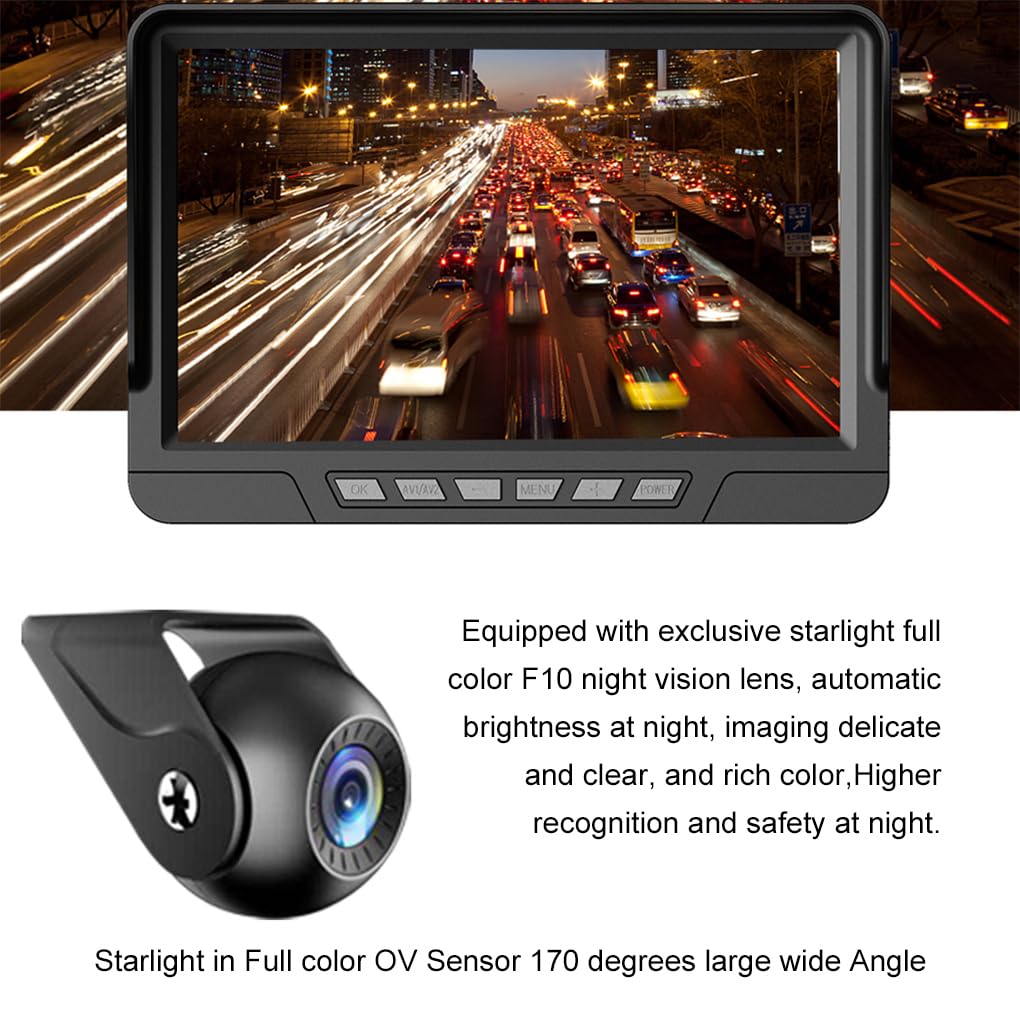 8 1080P anteriore e posteriore doppia telecamera per cruscotto DVR | allarme BSD, registrazione HD e registrazione in loop per camion, rimorchi, camper, telecamera per notturna a colori a luce