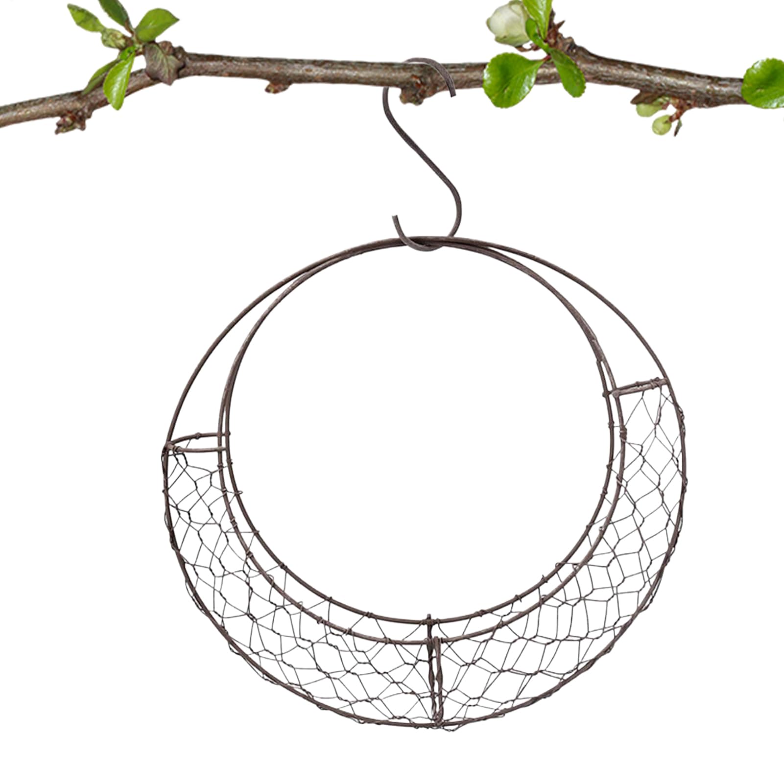 Cage de rangement pour nid d'oiseaux en fil forme lune