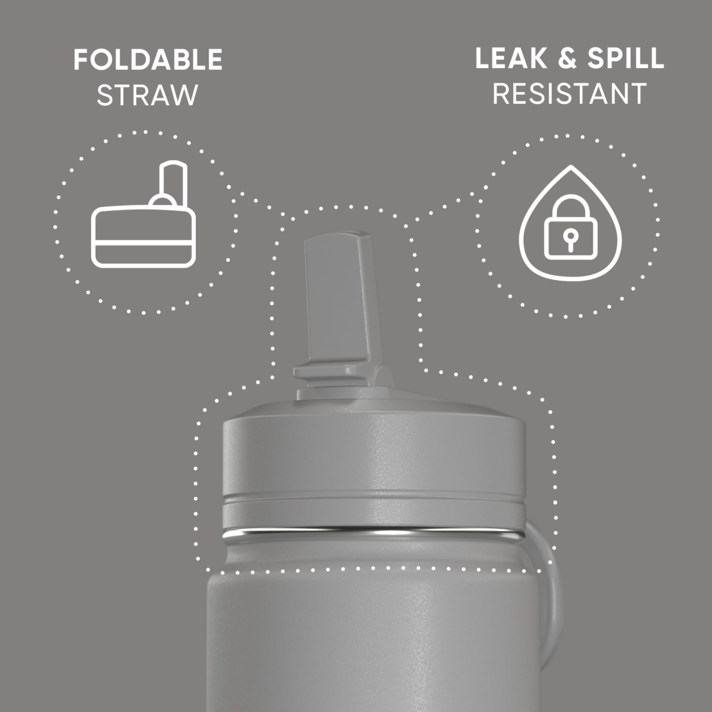 Hydrapeak Mini Trinkflasche mit Strohhalm-Deckel, Edelstahl, doppelwandig, isoliert, auslaufsichere und auslaufsichere Flasche für Schule, Kinder, 24 Stunden kalt (Grau)