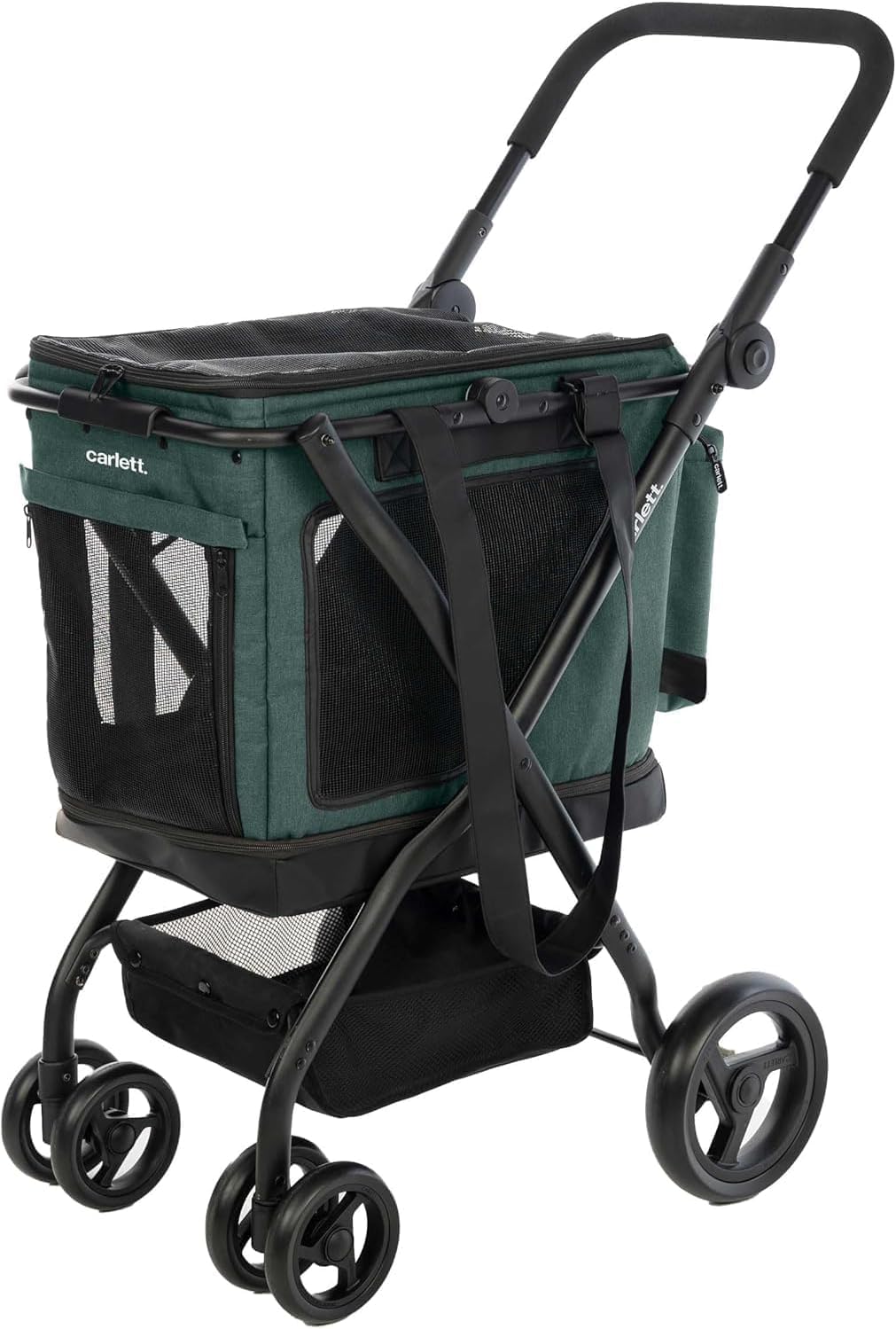 Carlett - Cube P | Carrito de Transporte 3 en 1 para Mascotas | Transportín + Ruedas | Freno de Seguridad | Tejido Impermeable | Combinable + Bolsa de Compra | Pine