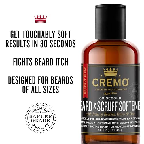 Miniatura 3 de Cremo Reserve Blend - Suavizante de barba suaviza y acondiciona el vello facial grueso de todas las longitudes en solo 30 segundos, negro, 4 onzas