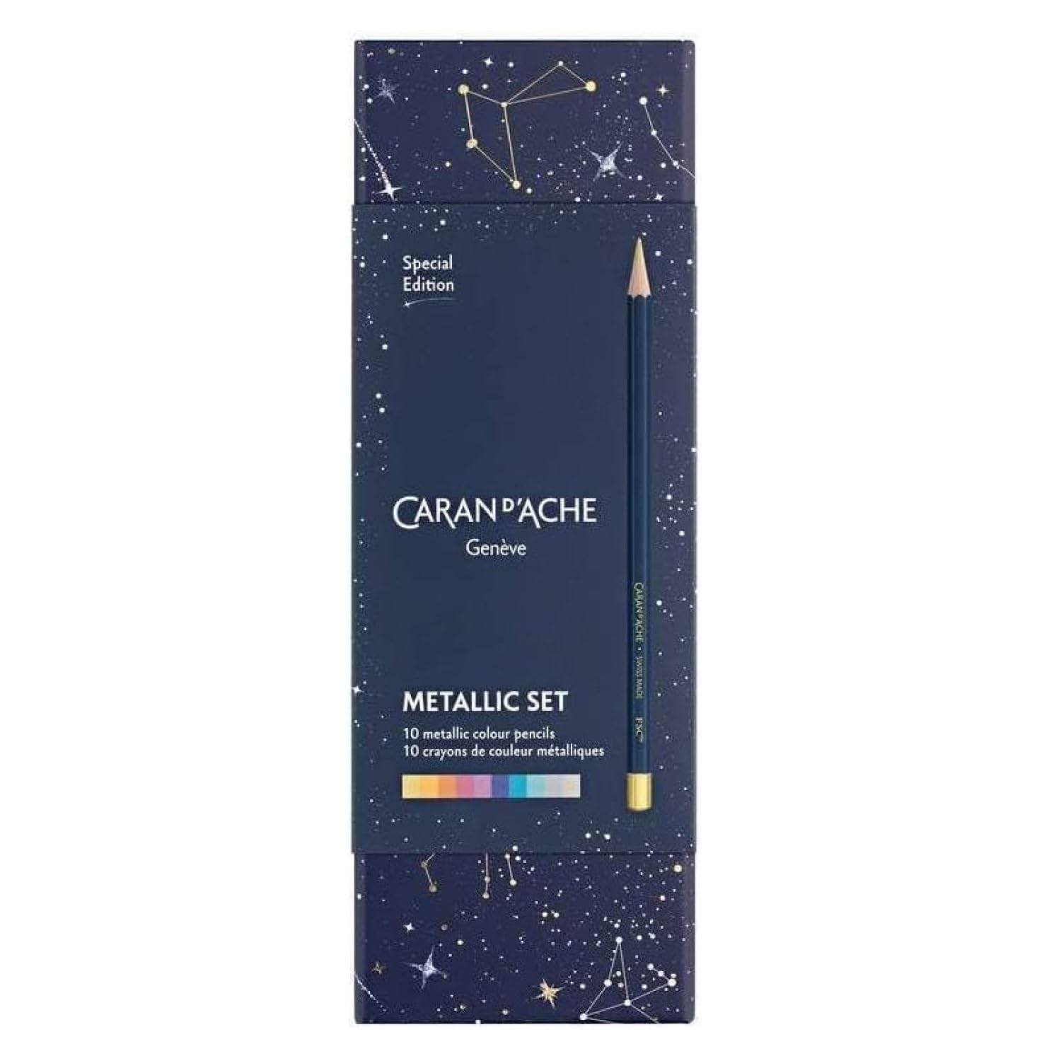 Caran d'Ache Léman Cosmic Blue Metallic zestaw 10 kredek prezentowych w kartonie premium, CC1284.024