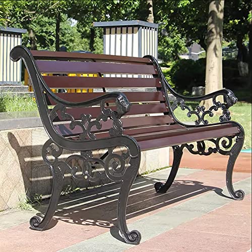 Banc de Jardin extérieur en Bois fonte résistant rouille dossier accoudoirs