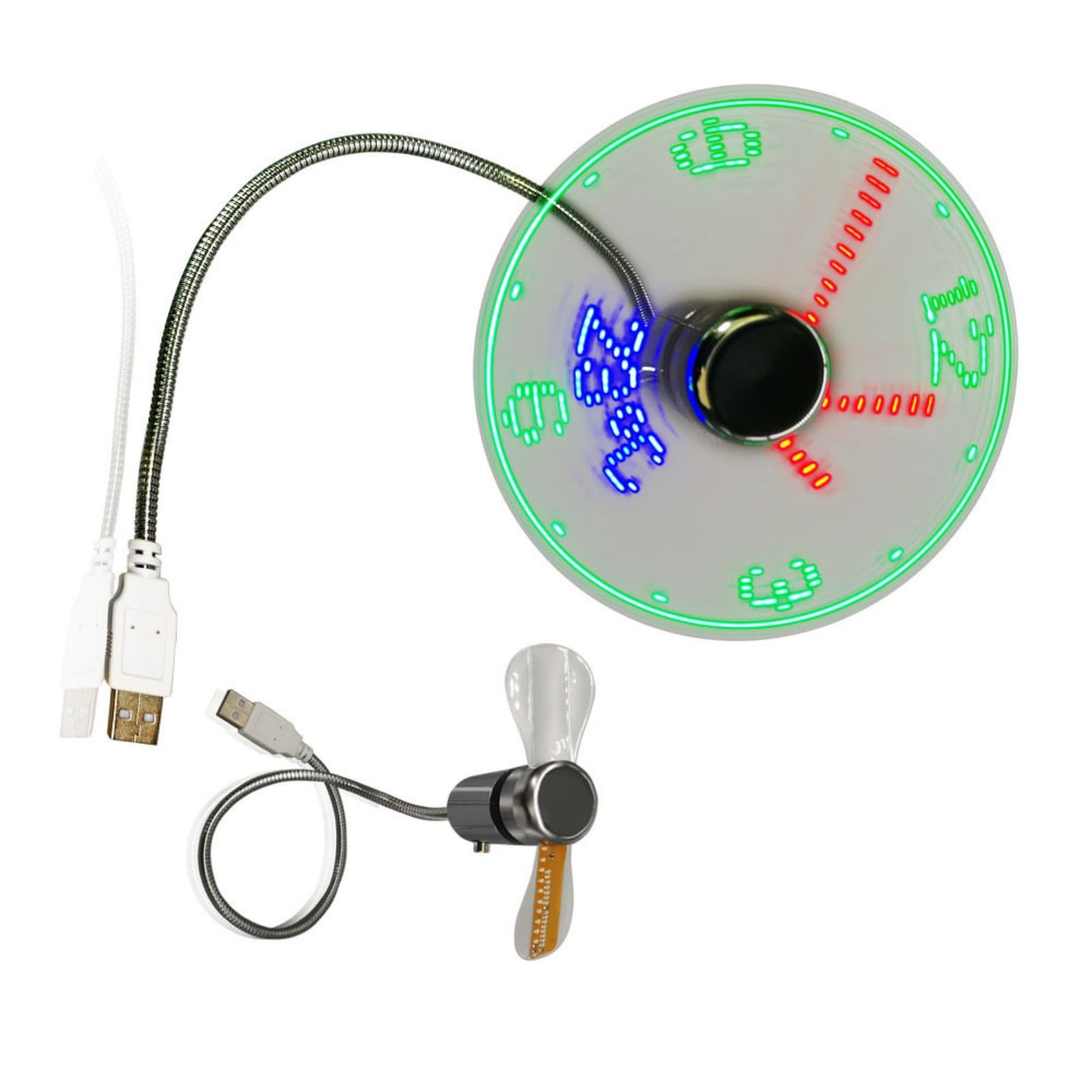 Ventilateur horloge USB LED de bureau pour ordinateur portable et PC