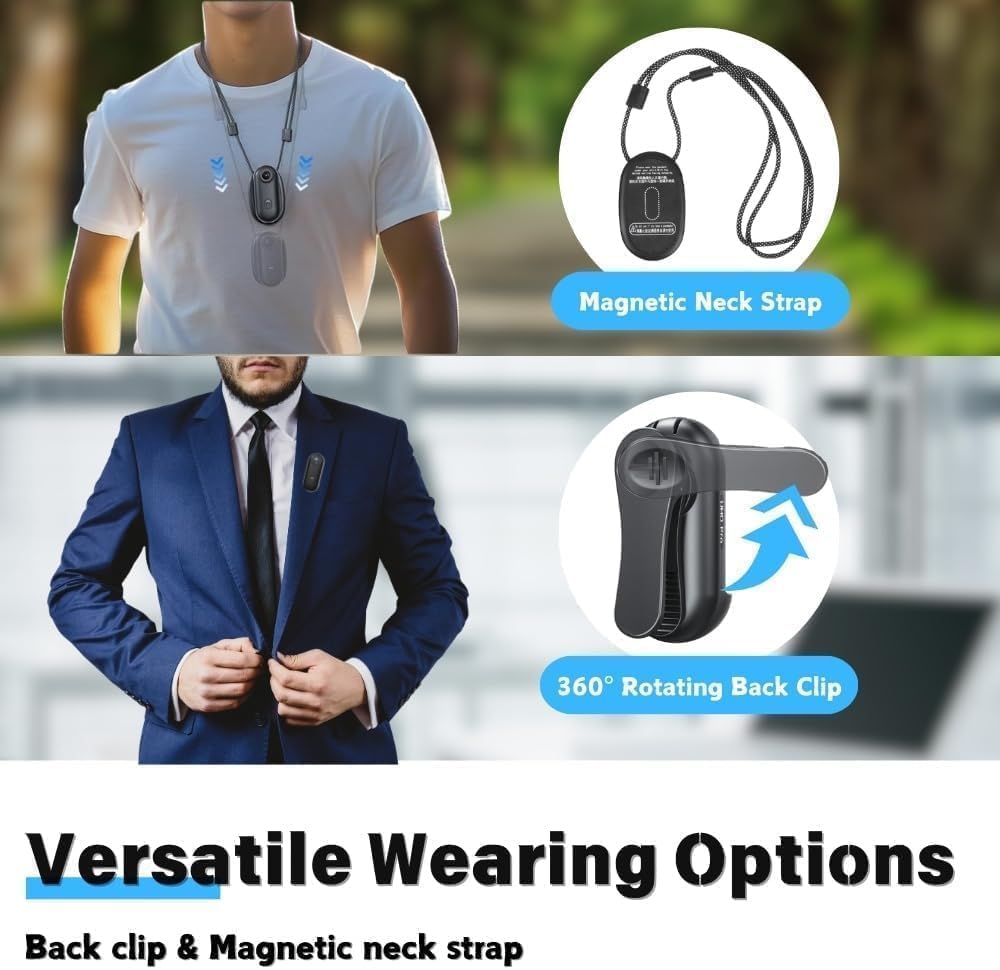 Mini Action Camera 4K Telecamera portatile impermeabile indossabile 4K Fotocamera con Clip rotazione a 360°, Videocamera POV magnetica per ciclismo, moto, passeggiate con animali domestici, vlogging