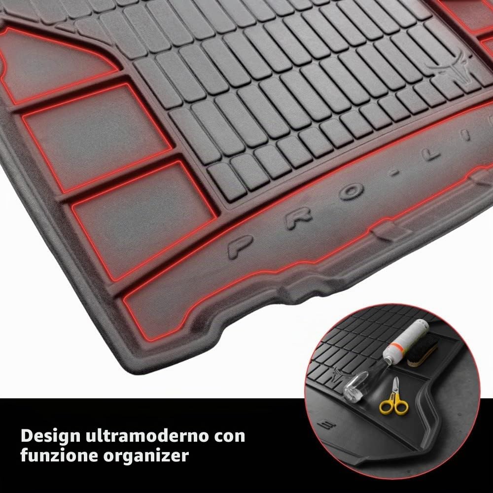 FROGUM ProLine 3D Esclusivo Tappetino Vasca Baule Bagagliaio in gomma perfetto per Alfa Romeo Stelvio dal 2016 | Comodo organizzatore | Bordi più alti