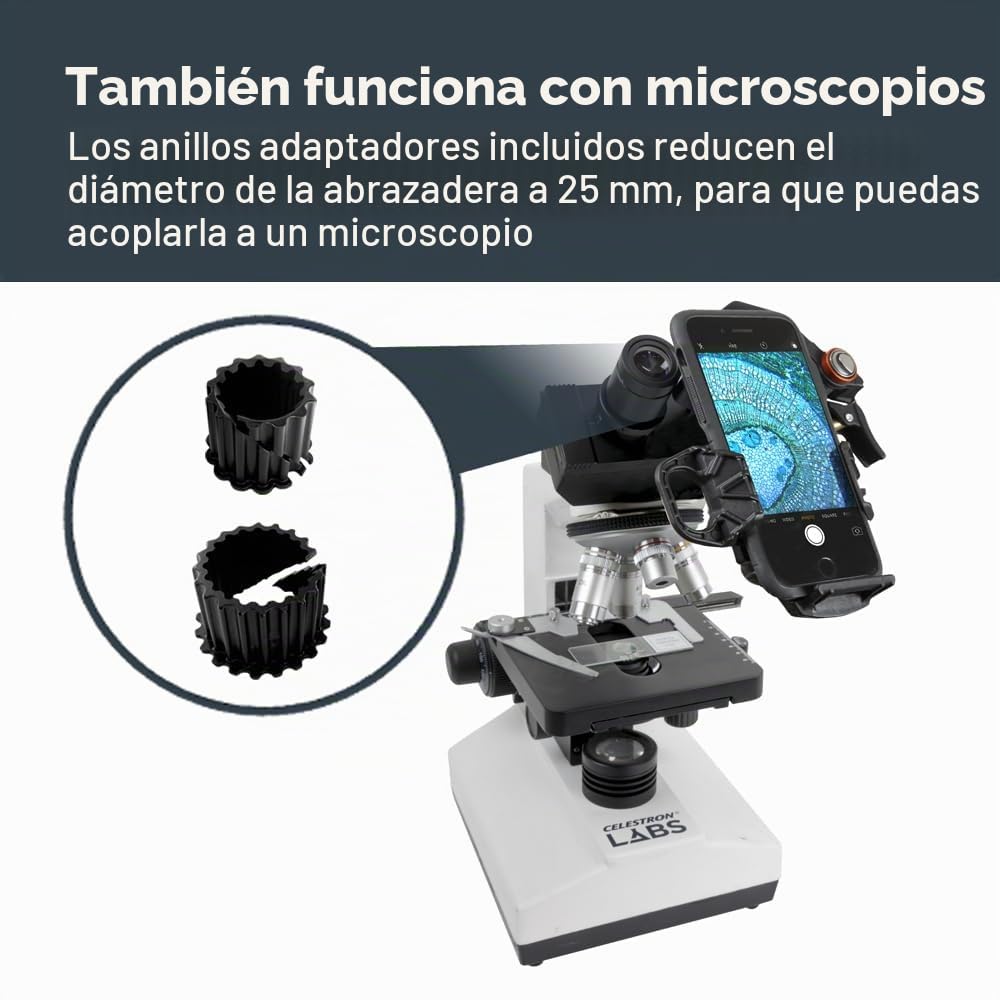 Celestron 81055 NexYZ 3-Axis Universal Smartphone Adapter, Patented Design - Works with Telescopes, Spotting Scopes, Binoculars, Monoculars and Microscopes, Black