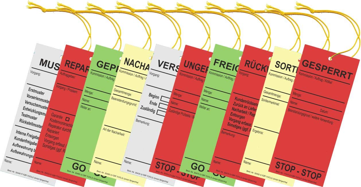 150 Hängeetiketten - Schnuranhänger - Warenanhänger: Aus Karton mit dem Aufdruck GESPERRT - 60x140 mm - Staffelpreise für Businesskunden ab 3, 6 oder 11 Verpackungseinheiten (VE)