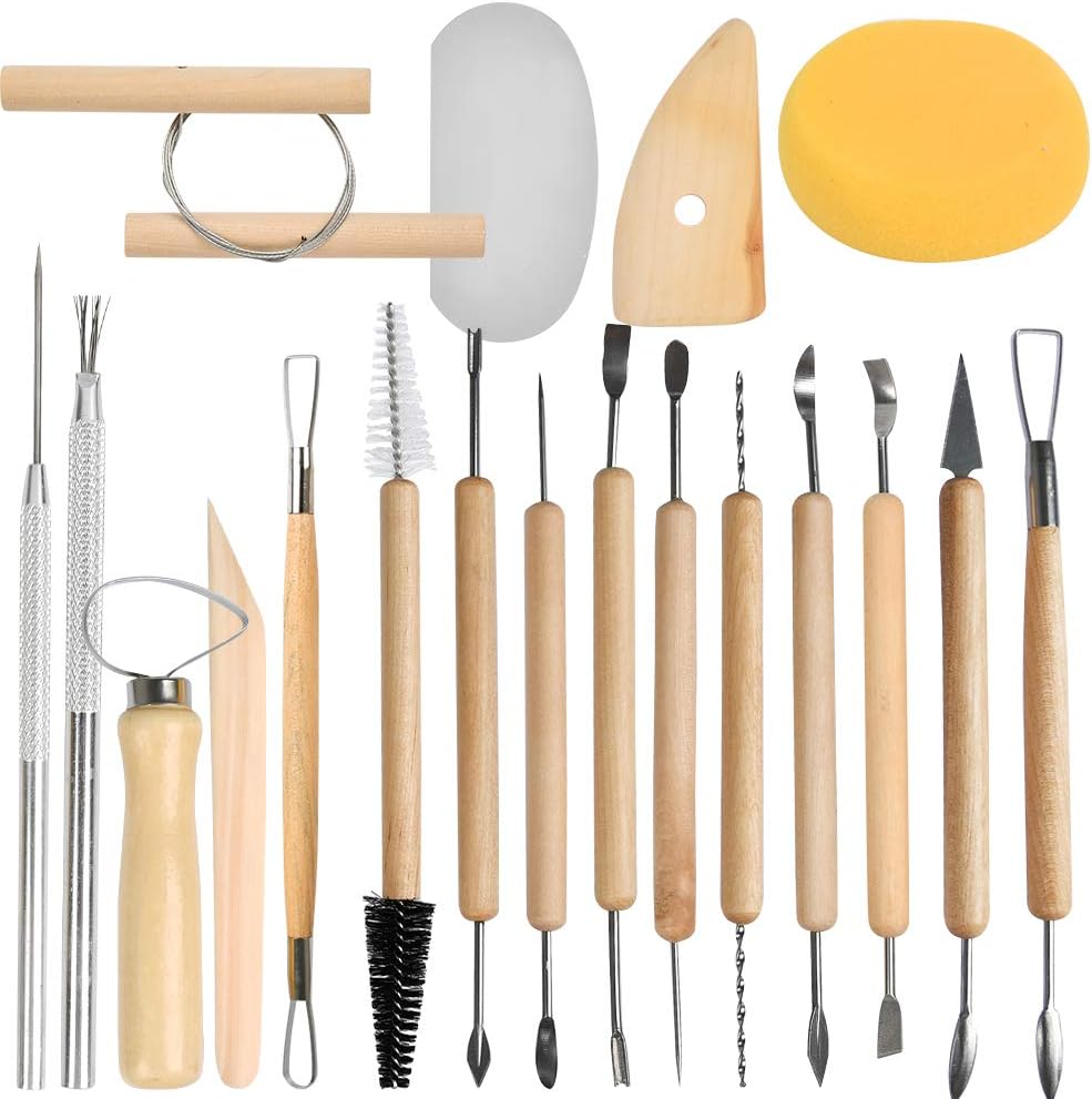19 Pcs Pottery Tools Clay Sculpting Tool Set, Ceramic Clay Carving Tools Set for Beginners Expert Art Crafts Kid's After School Pottery Classes Club Children Students