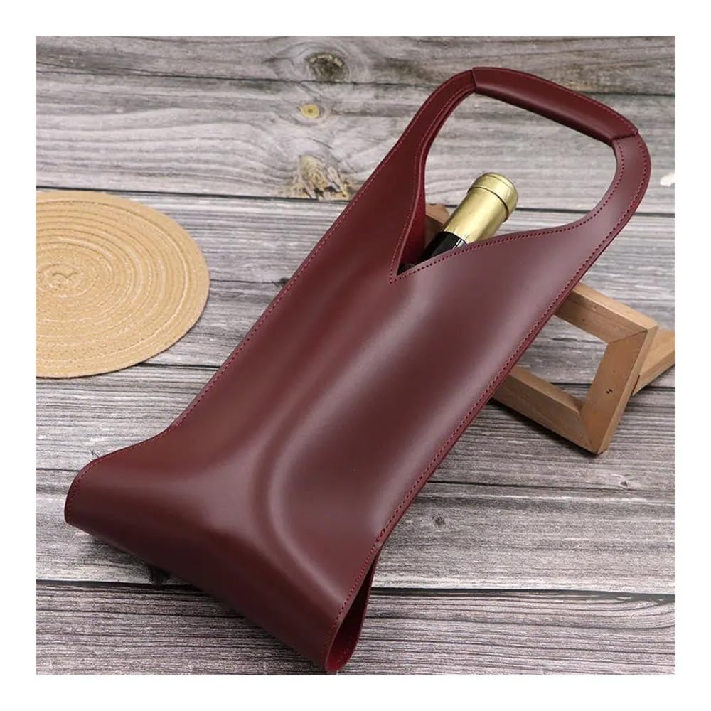 Wein-Geschenktasche, wiederverwendbar, Leder, doppellagig, für Champagner, Bier, Geschenktüten für Geburtstag, Brautpartys, Schwarz , 42x17cm