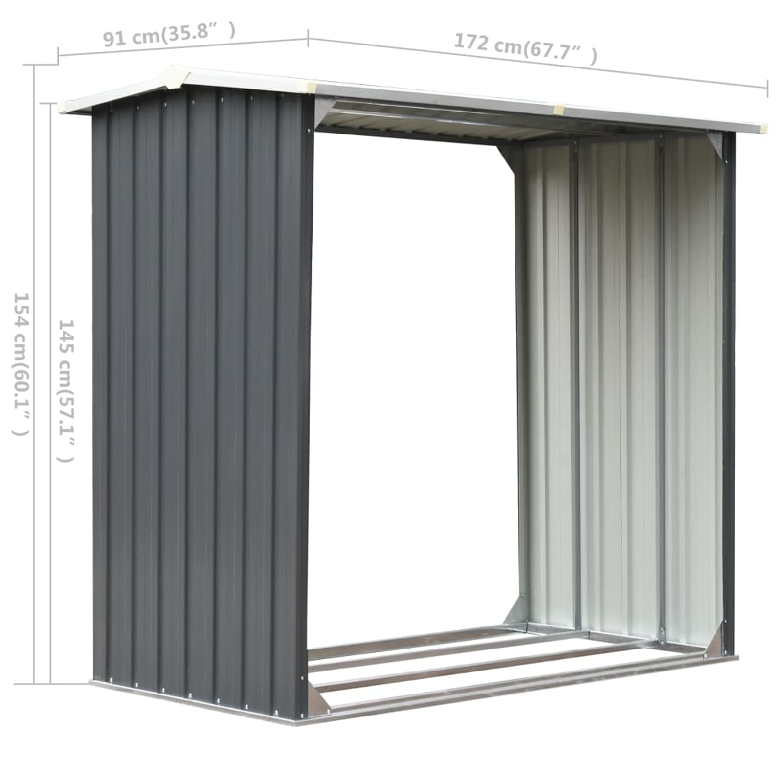LAPOOH Capannone da Giardino in Acciaio Zincato 172x91x154cm Grigio,Capannone da Giardino,Casetta da Giardino,Casetta Attrezzi Giardino(SPU:44858)