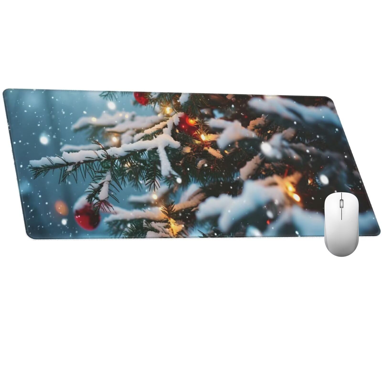 Alfombrilla Ratón Navidad Alfombrilla Ratón XXL 1600 x 800 mm, Invierno Mouse Pad Gaming con Bordes Cosidos, Impermeable Mousepad XXL Base de Goma Antideslizante Duradera, Mouse Pad para Oficina Q802