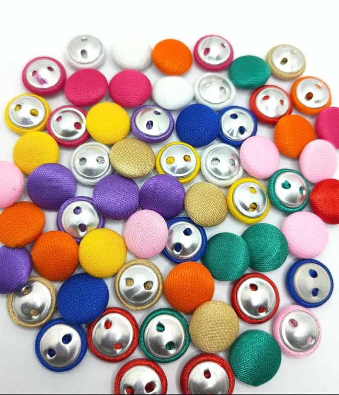 ARKID Presents Round Shaped Fabric Layer Multicolour Color Sewing Knob for Cloth Craft Decoration Bridal DIY Making knob, Blouse knob, Dress knob, 10 Colour Pack of 60 Pcs-picture-12